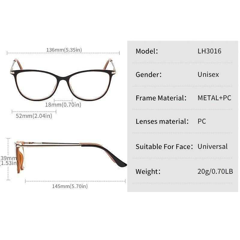Clear Lens Glasses Cat Eye Reading Eyeglasses LH3016 Wrap Around Eyewear
