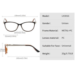 Clear Lens Glasses Cat Eye Reading Eyeglasses LH3016 Wrap Around Eyewear