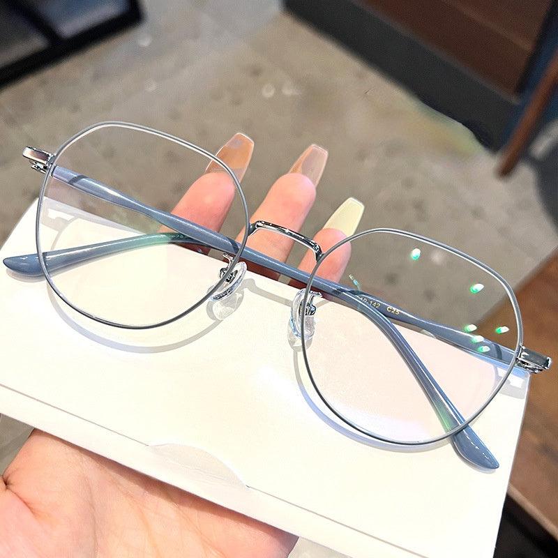 Macaroon Metal Frame Clear Lens Anti Light Glasses