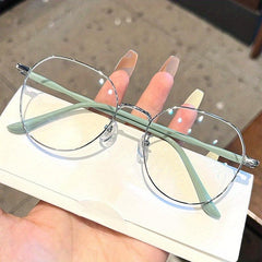 Macaroon Metal Frame Clear Lens Anti Light Glasses