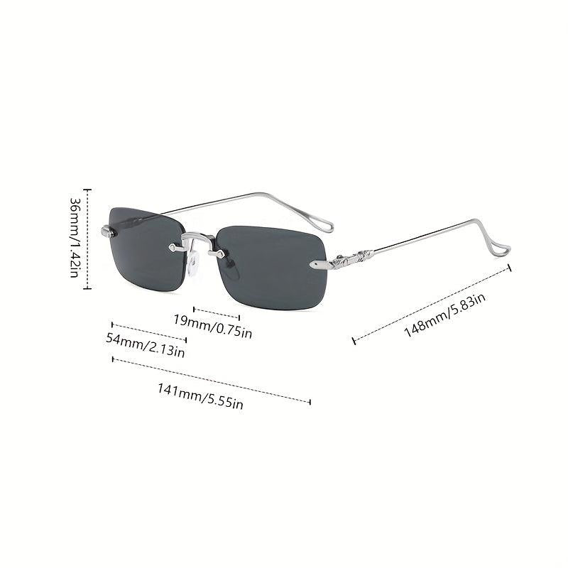 Tinted Lens Sunglasses Metal Temple Rimless UV400