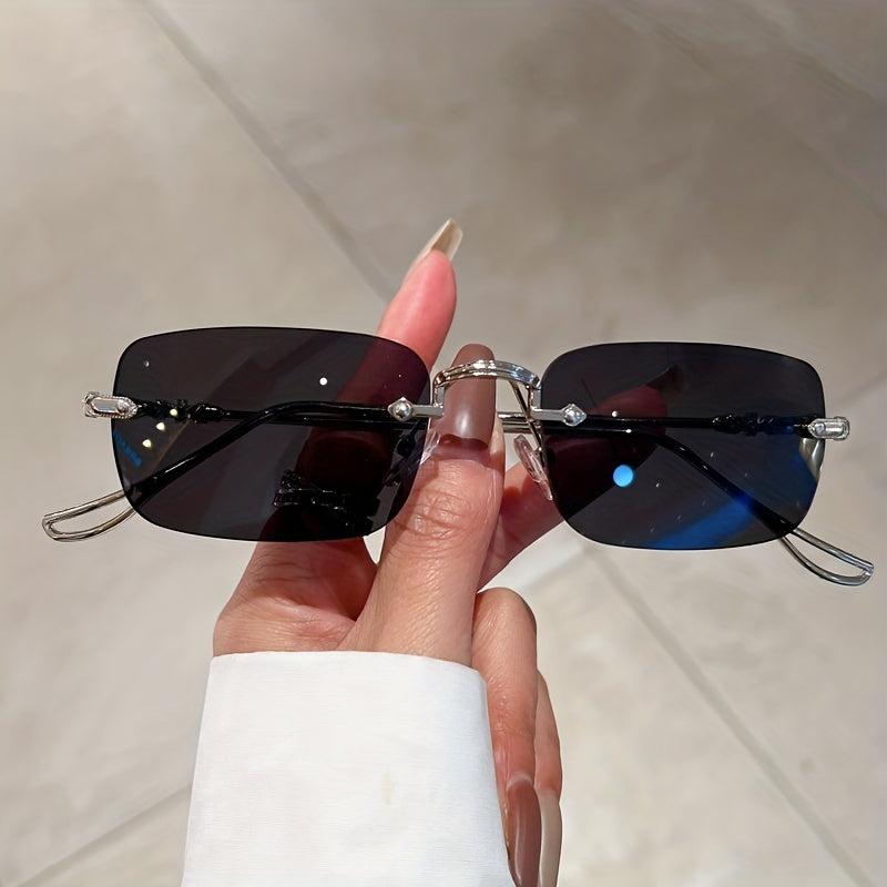 Tinted Lens Sunglasses Metal Temple Rimless UV400