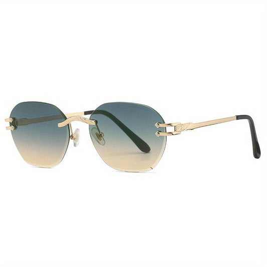 Rimless Sunglasses For Women Men Casual Gradient UV400