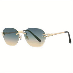 Rimless Sunglasses For Women Men Casual Gradient UV400