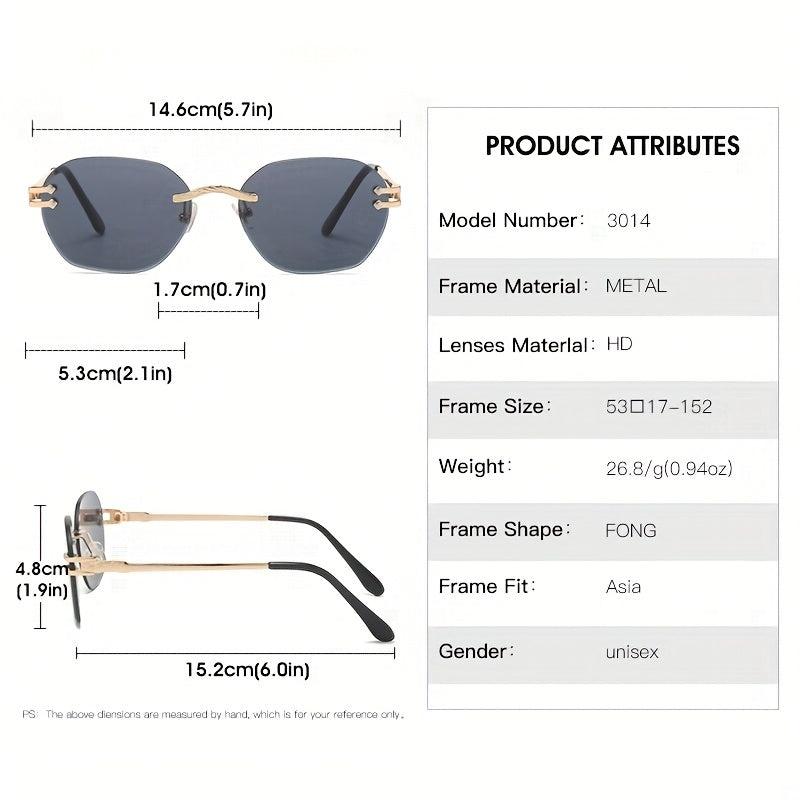 Rimless Sunglasses For Women Men Casual Gradient UV400
