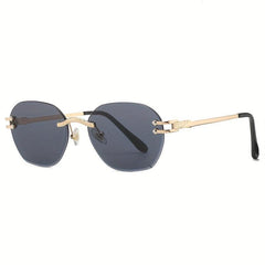 Rimless Sunglasses For Women Men Casual Gradient UV400