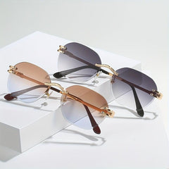 Rimless Sunglasses For Women Men Casual Gradient UV400