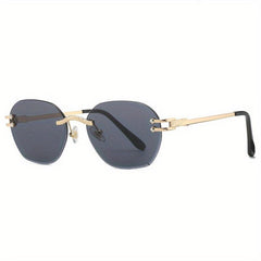 Rimless Sunglasses For Women Men Casual Gradient UV400