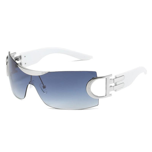 Y2K Shield Rimless Wrap Around Sunglasses for Women