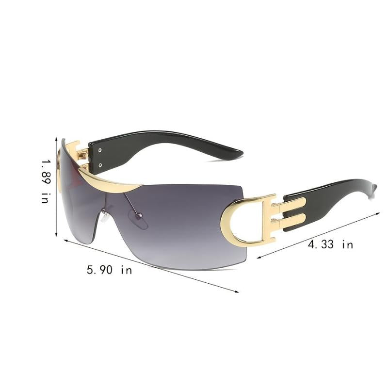 Y2K Shield Rimless Wrap Around Sunglasses for Women