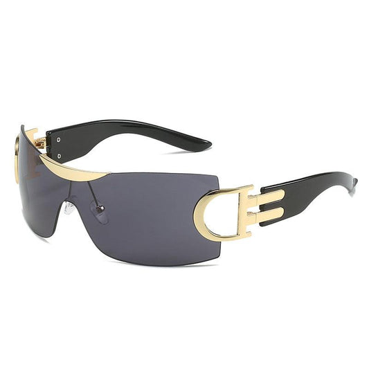 Y2K Shield Rimless Wrap Around Sunglasses for Women
