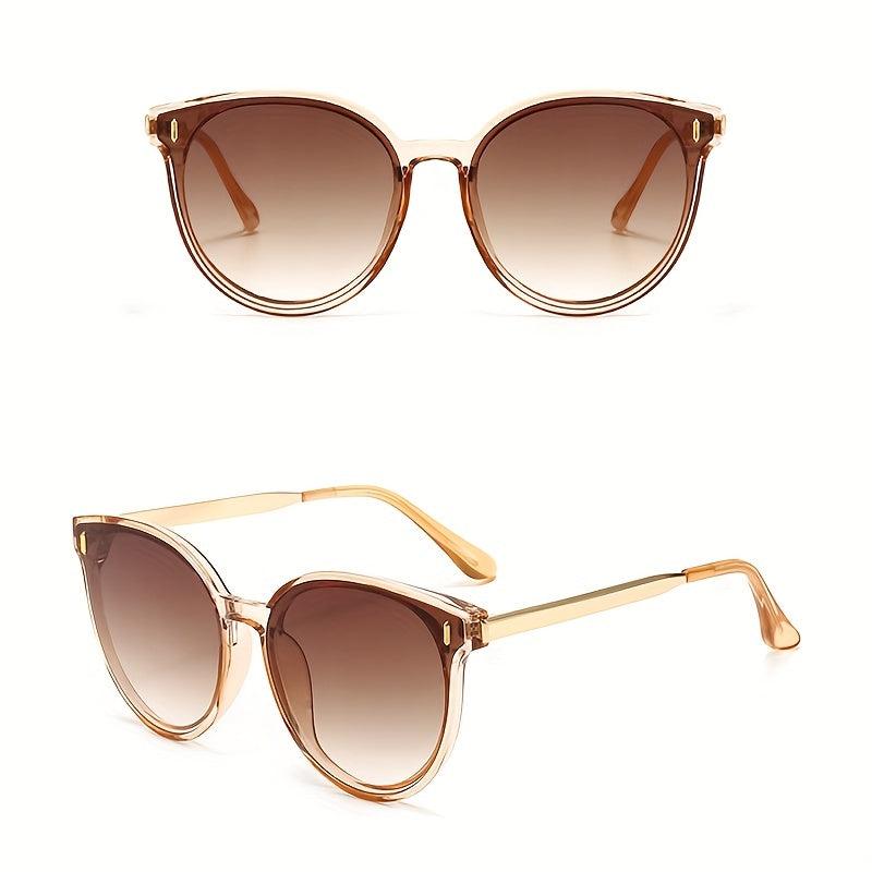 Cat Eye Sunglasses Solid Round Frame Gradient Lens UV400