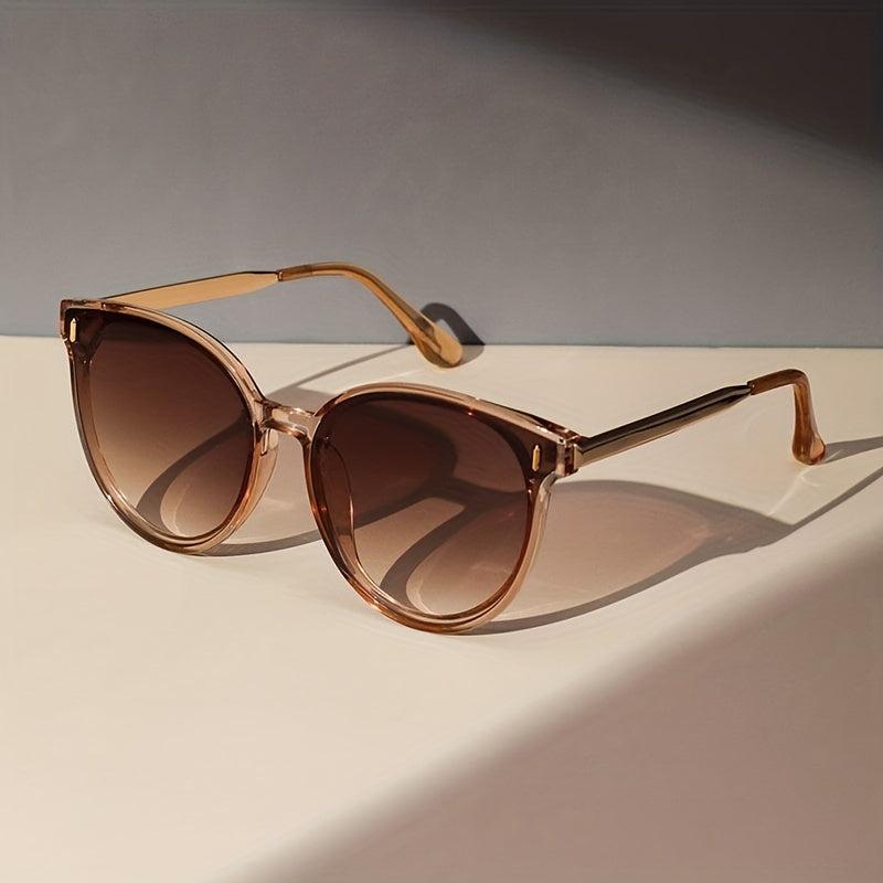 Cat Eye Sunglasses Solid Round Frame Gradient Lens UV400