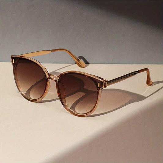 Cat Eye Sunglasses Solid Round Frame Gradient Lens UV400