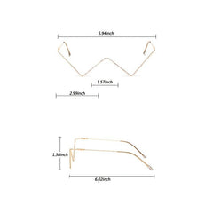 Rhinestone V Half Frame Glasses, Party Accessory