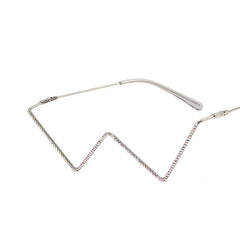 Rhinestone V Half Frame Glasses, Party Accessory