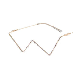 Rhinestone V Half Frame Glasses, Party Accessory