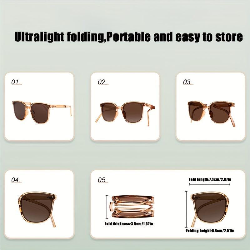 Foldable Sunglasses Rivet Decor Jelly Frame UV400