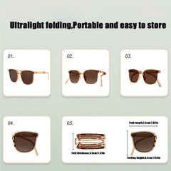 Foldable Sunglasses Rivet Decor Jelly Frame UV400
