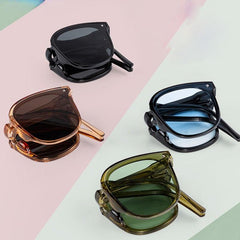 Foldable Sunglasses Rivet Decor Jelly Frame UV400