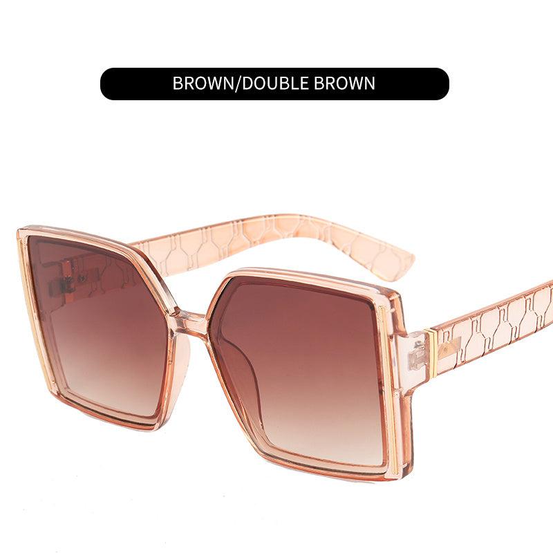 Multicolor Large Frame Sunglasses with Zipper Case