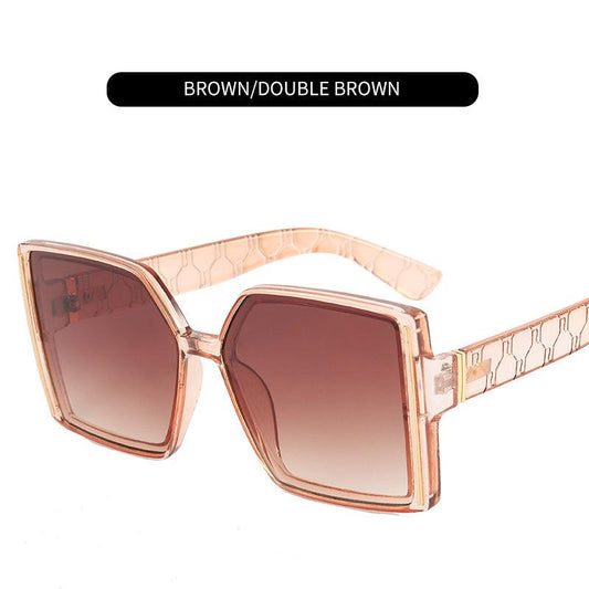 Multicolor Large Frame Sunglasses with Zipper Case
