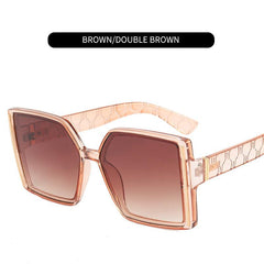 Multicolor Large Frame Sunglasses with Zipper Case
