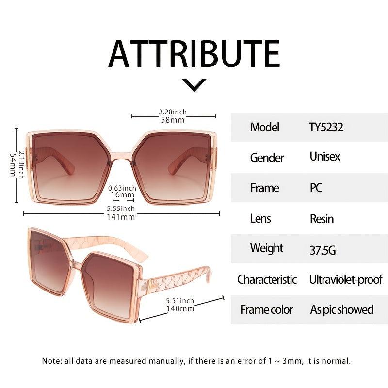 Multicolor Large Frame Sunglasses with Zipper Case