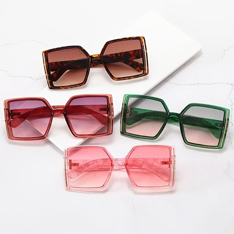 Multicolor Large Frame Sunglasses with Zipper Case