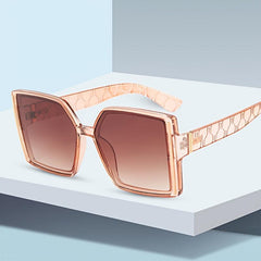 Multicolor Large Frame Sunglasses with Zipper Case