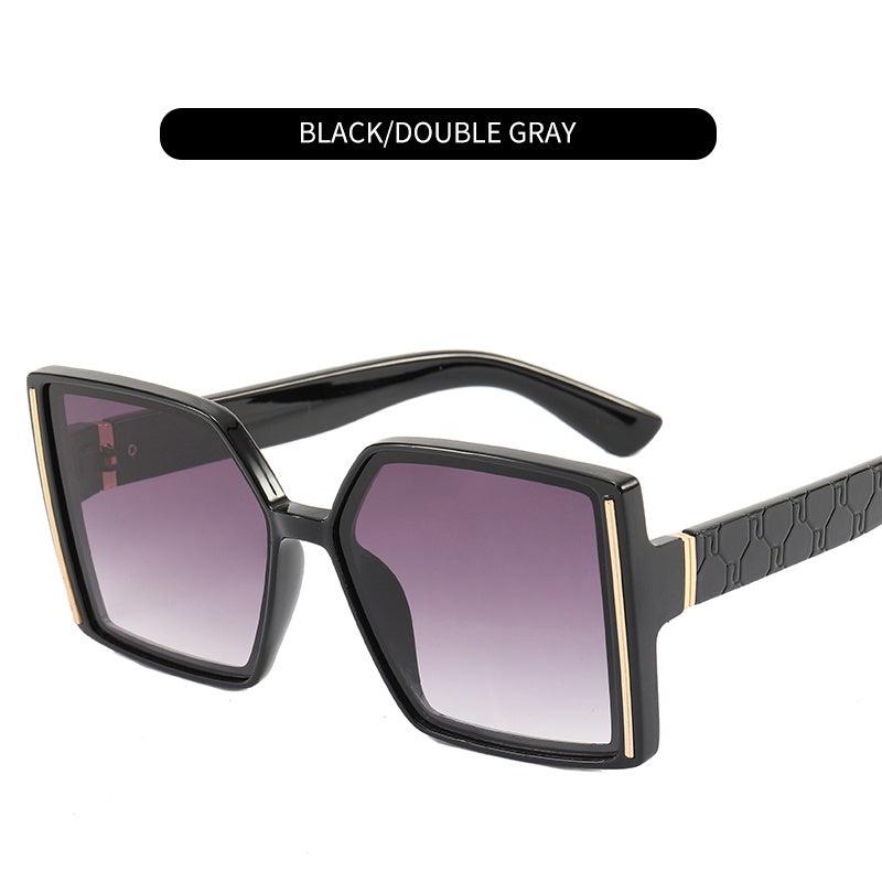 Multicolor Large Frame Sunglasses with Zipper Case