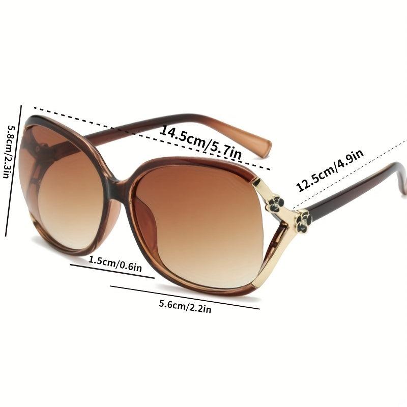 Oversized Round Sunglasses Gradient Lens Flower Decor UV400