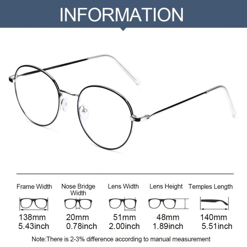 Vintage Round Light Blocking Glasses Spectacles Lens Computer Game Glasses