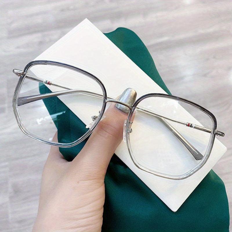 Rectangle Clear Lens Glasses Thin Metal Temple Eyewear
