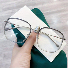 Rectangle Clear Lens Glasses Thin Metal Temple Eyewear