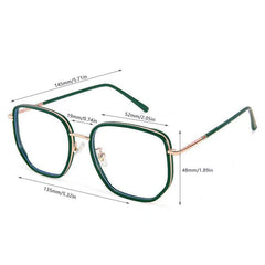 Rectangle Clear Lens Glasses Thin Metal Temple Eyewear