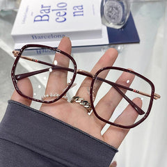 Rectangle Clear Lens Glasses Thin Metal Temple Eyewear