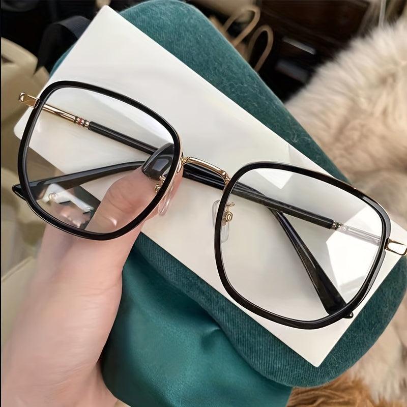 Rectangle Clear Lens Glasses Thin Metal Temple Eyewear