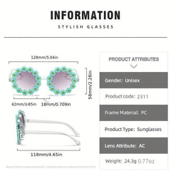 Daisy Round Sunglasses Vintage Beach Travel Eyeglasses