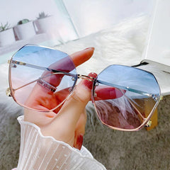 Polygon Sunglass Gradient Shades Eyewear Male Sun Glasses