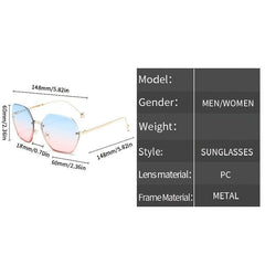 Polygon Sunglass Gradient Shades Eyewear Male Sun Glasses