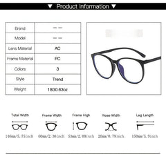 Round Frame Casual Clear Eyeglasses Light Blocking TV Gaming Glasses