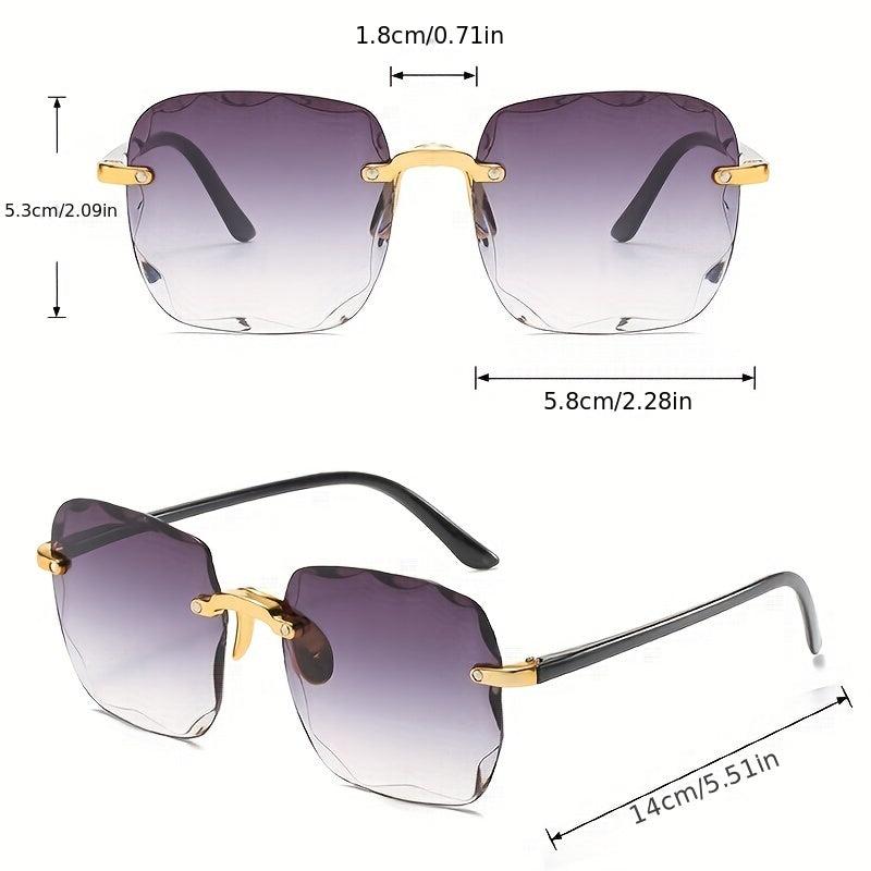 Rimless Square Frame Sunglasses Gradient Lens UV400