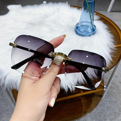 Rimless Square Frame Sunglasses Gradient Lens UV400