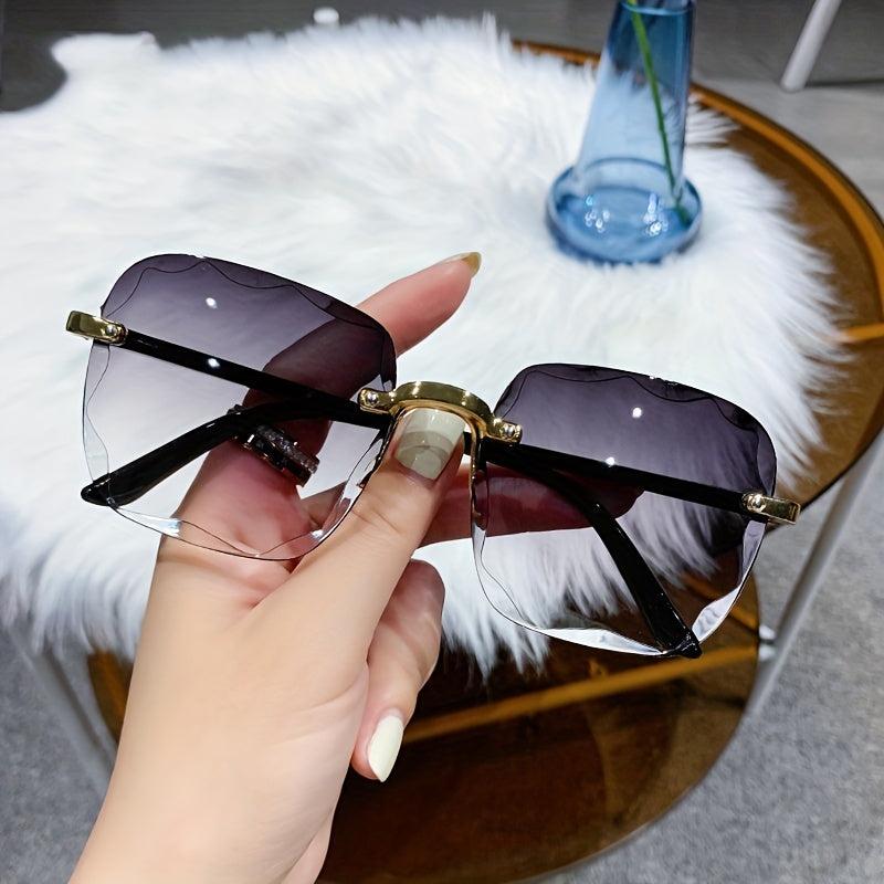 Rimless Square Frame Sunglasses Gradient Lens UV400