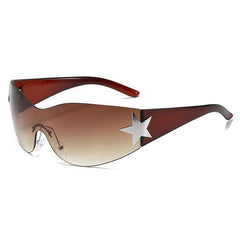 Y2K Rimless Sunglasses Gradient Lens Vintage Wrap Around Futuristic Eyewear