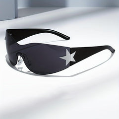 Y2K Rimless Sunglasses Gradient Lens Vintage Wrap Around Futuristic Eyewear