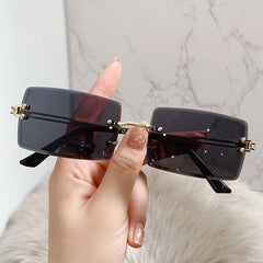 Rectangular Sunglasses Women's Rimless Glasses Y2K Holiday Accessories