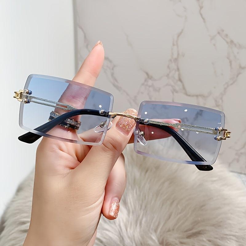 Rectangular Sunglasses Women's Rimless Glasses Y2K Holiday Accessories