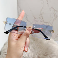 Rectangular Sunglasses Women's Rimless Glasses Y2K Holiday Accessories